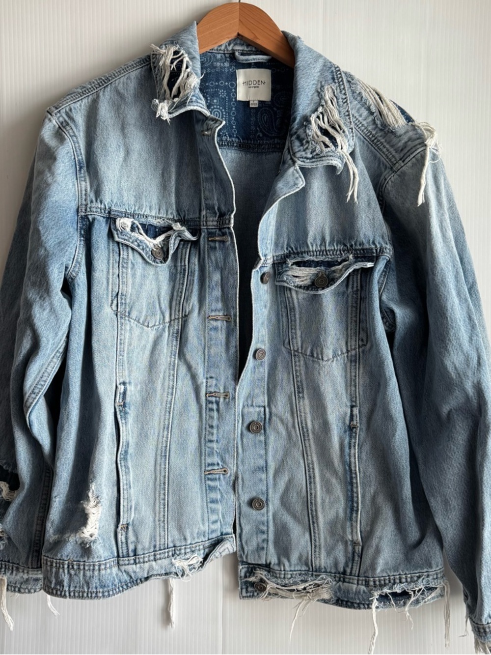 Hidden Los Angeles Light Blue Distressed Denim Jacket - Women